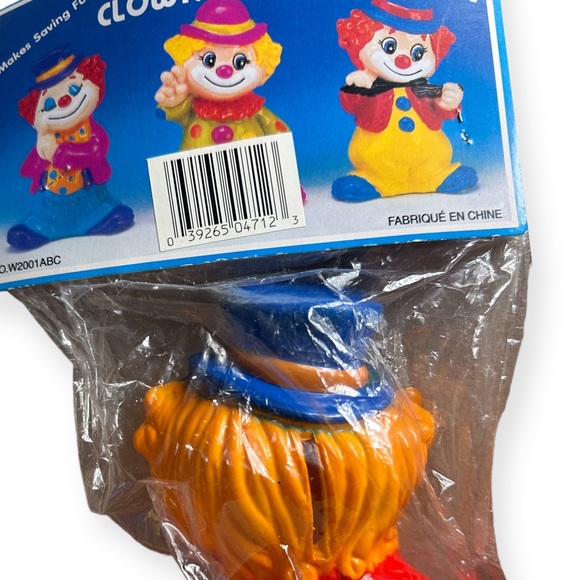 Vintage New In Package Set Of Two Plastic Clown Piggy Banks Clown Tirelire - Picture 9 of 11